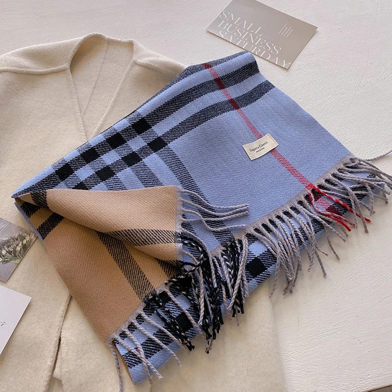 New Autumn Winter Fashion Cashmere Plaid Design Scarf Men Women Warm Thickening Shawl Neckerchief Scarves Bufanda Tassel 2024