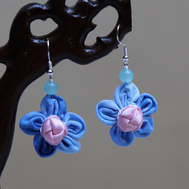 Ethnic style blue tie-dye earrings hand-woven tie-dye earrings travel companion gift