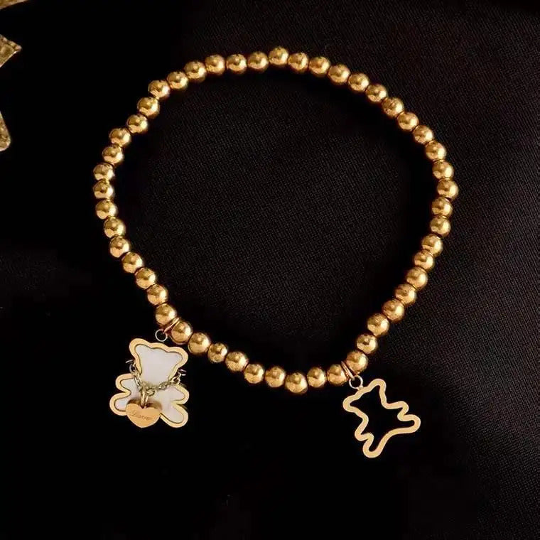 XIYANIKE Cute Style Women Bracelet Stainless Steel Bear Shape Beads Bracelets for Women Holiday Party Girls Jewelry