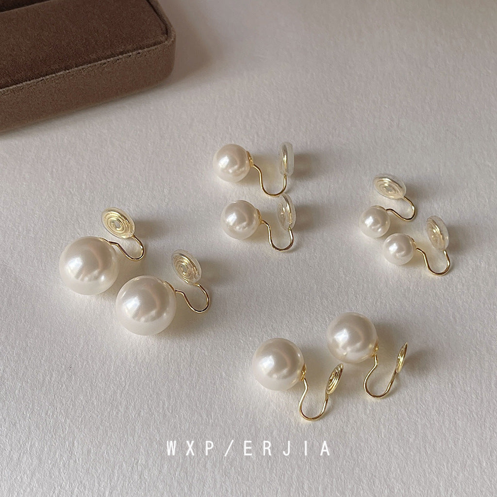 Pearl Mosquito-repellent Incense Plate Ear Clip Plated with 18K Gold High-grade Simple Painless Earrings