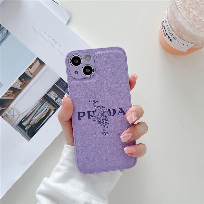 Tiger Leather Soft Case For Iphone 15 14 13 12 11 Pro Max Mini 7 8 Plus X Xs Xr Max Luxury Phone Cover Fashion Anti Drop Funda