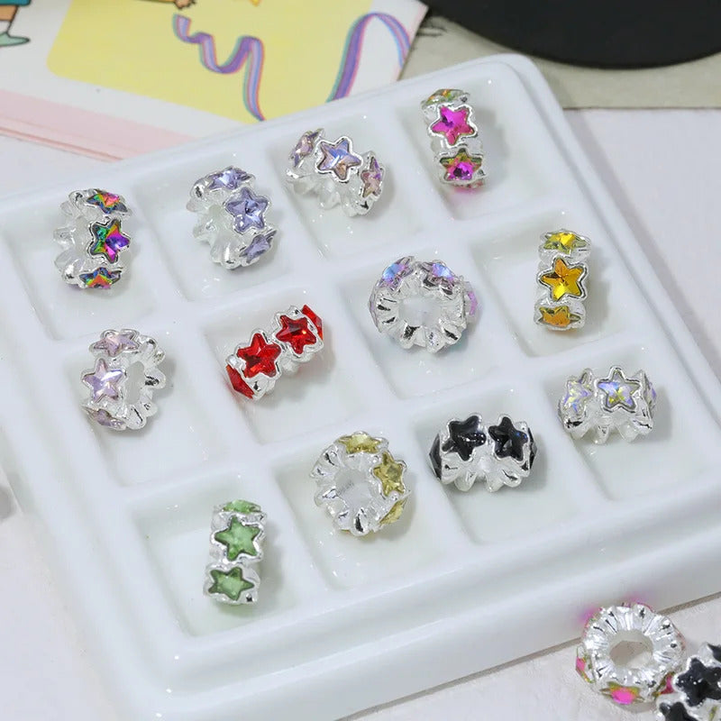 Cordial Handmade 15*15MM 50Pcs DIY Hand Made/Star Shape/Spacers Beads/Rhinestone Effect/Jewelry Findings & Components #18411