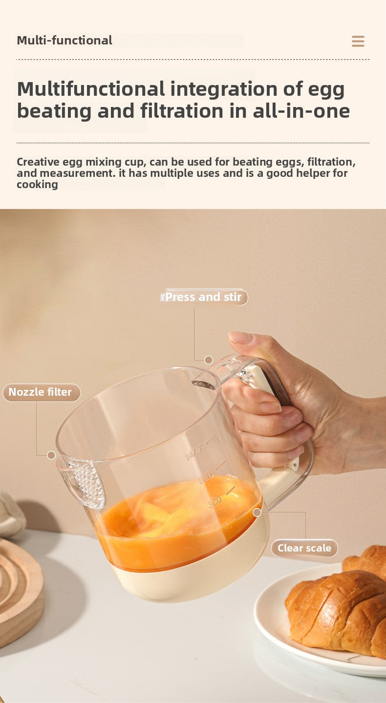 Multifunctional Egg Beater Cup Household Egg Whisk Cream Mixer Manual Foam Beater Egg Beating Stick Baking Large Capacity