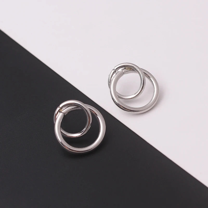 New Geometric Double Round Circle Stud Earrings for Women Statement Earring Jewelry Fashion Hollow Gold Color Wedding Brincos