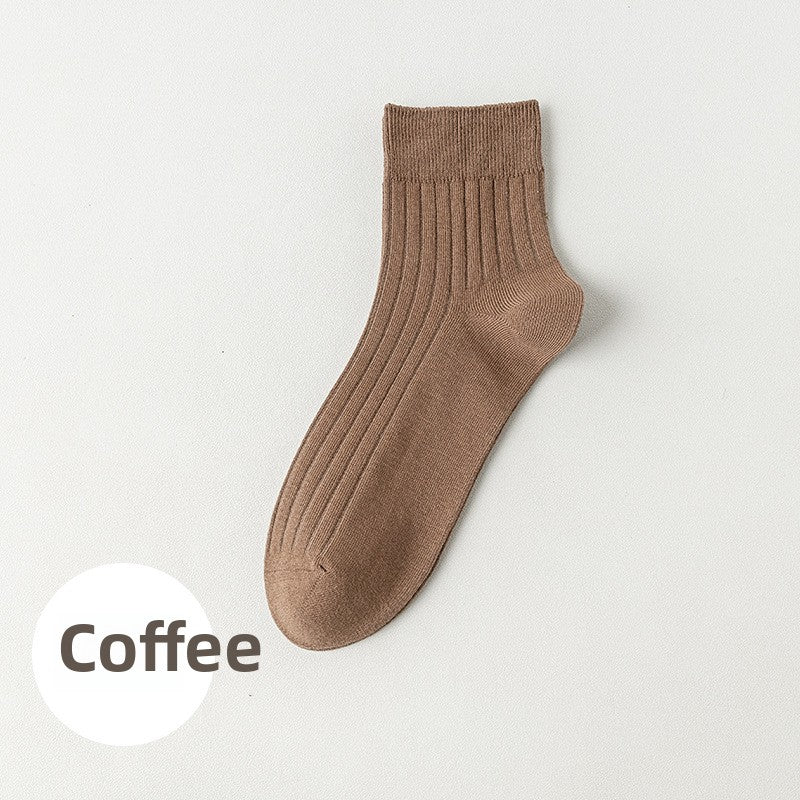 Socks Men's Spring and Summer Thin genuine goods Cotton Double Needle Drawable Mid-Tube Socks Anti-Bacterial Odor Bone-Free Sweat-Absorbing Men's Socks