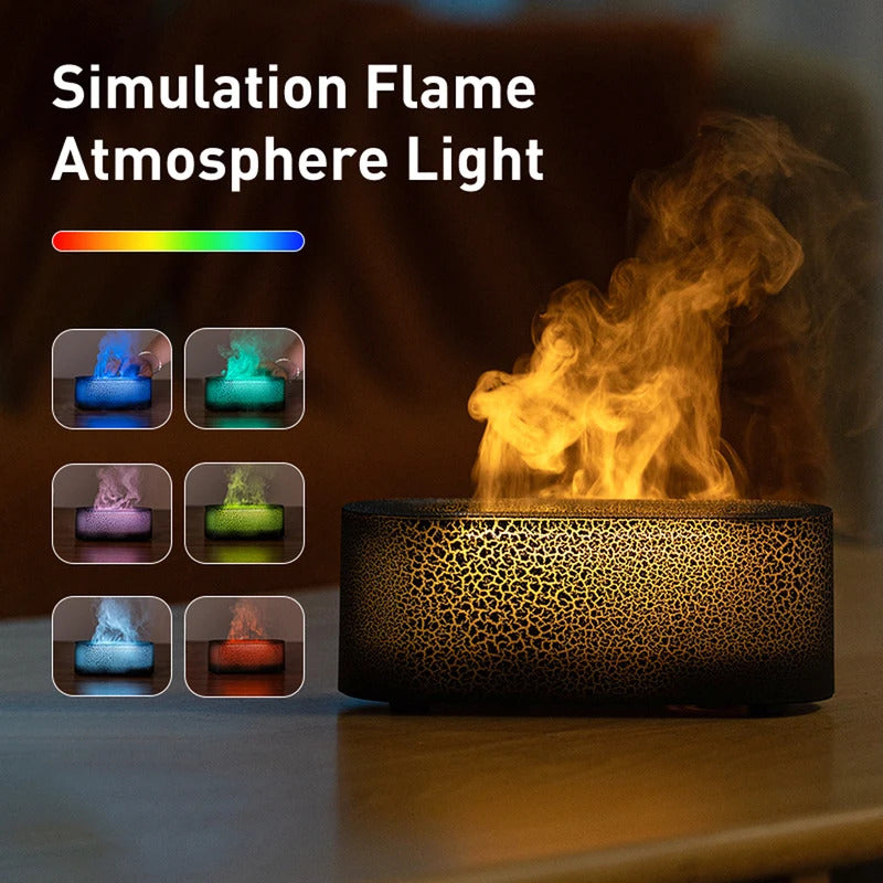 USB 7 Colorful Flame Aroma Diffuser Simulation Flame Humidifier Flame Aromatherapy Essential Oil Diffuser for Spa Yoga Gym