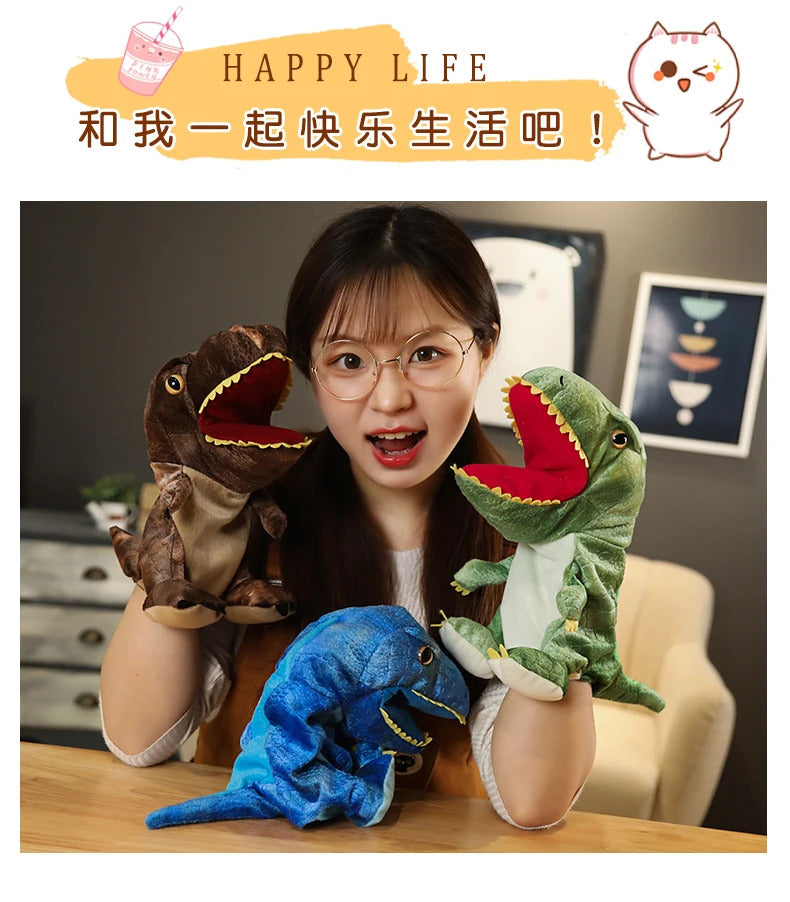 New Cute Glove Dinosaur Plush Hand Puppets Soft Stuffed Cartoon Telling Learning Funny Accompany Toy Baby Birthday Gift