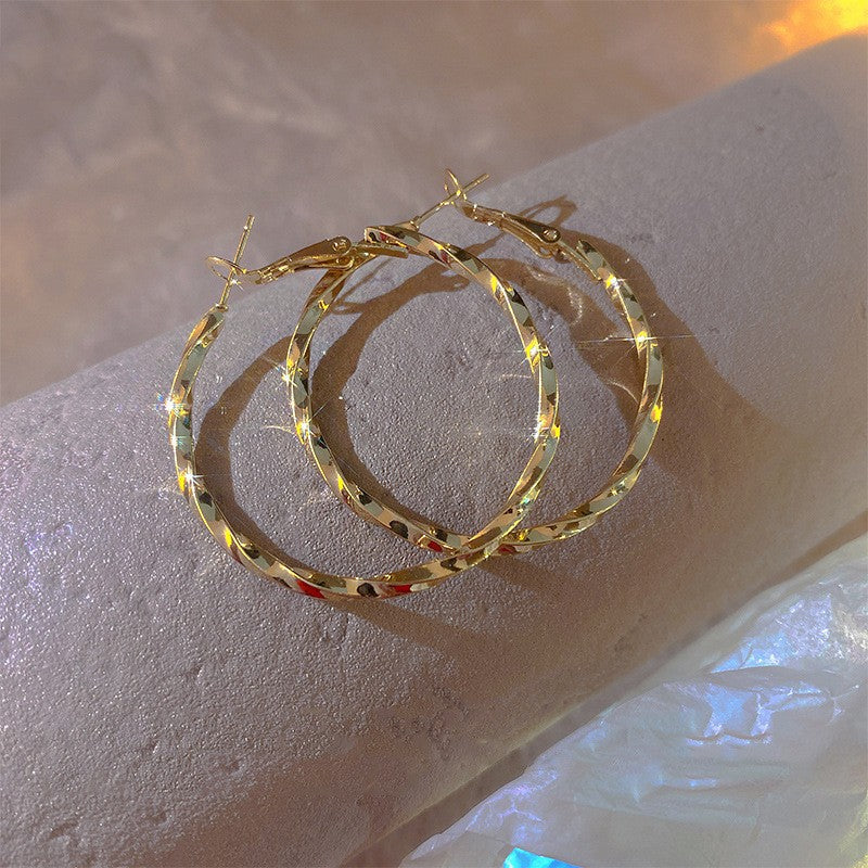 One Cold Style Simple Metal Earrings Retro High Fashion Style Texture Round Earrings