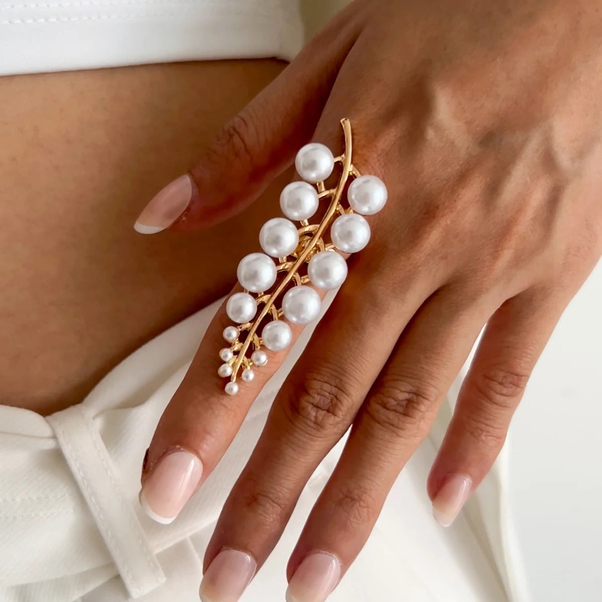 Ingemark Creative Unique Metal Petal Flower Branch Open Ring Women Punk Gold Color Geometric Adjustable Rings Y2K Couple Jewelry