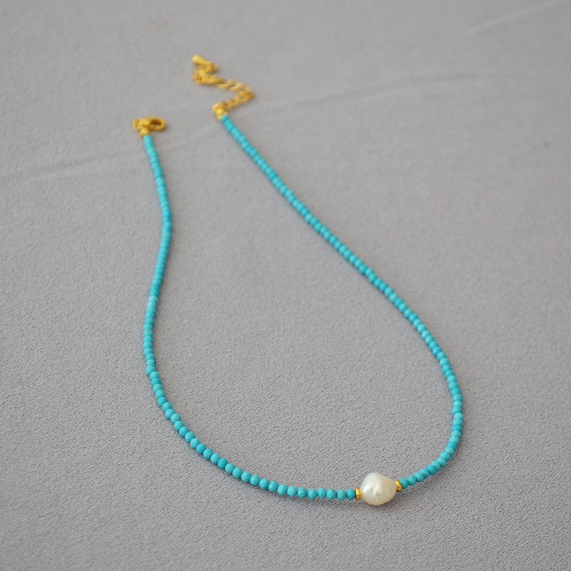 Turquoise Baroque Freshwater Pearl Bracelet Stacked Elegant Women's Bracelet