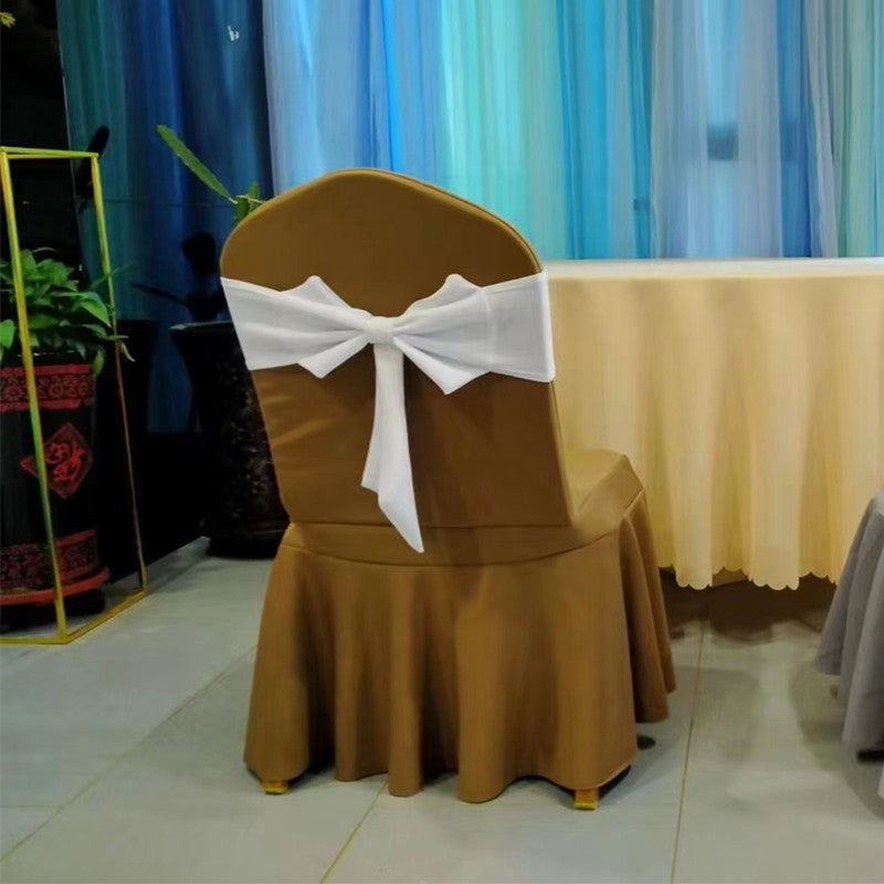 V45O Banquet Elastic Chair Cover No Tie Bowknot Chair Back Flower Decoration Wedding Hotel VIP Stool Strap