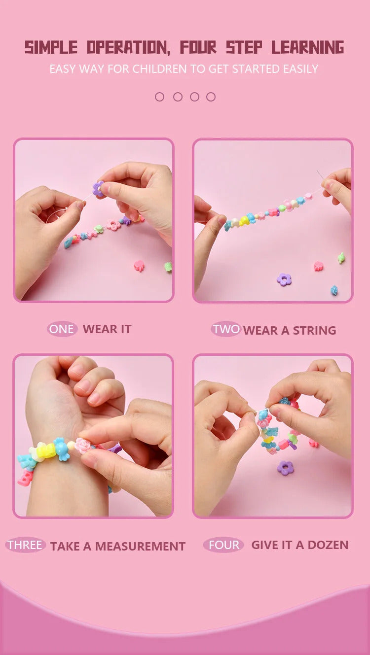 Kids DIY Jewelry Beaded Handbag Beads Toys Handmade Set Children's Playing House Puzzle Education Toy Girls Gifts Color Random