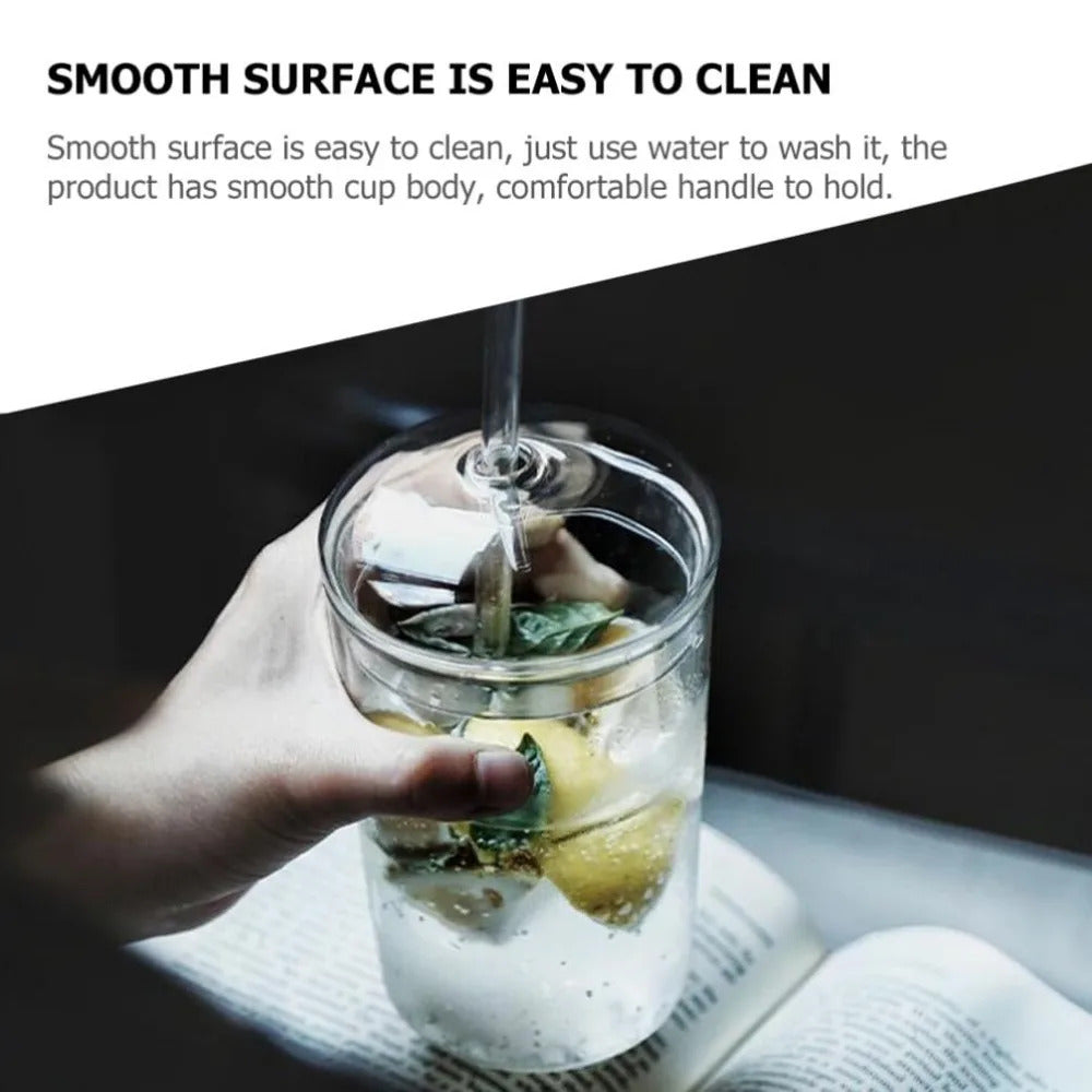 500ml Glass Coffee Cups With Lids Straws,Clear Smoothie Glasses,Round Dome Tumbler,Beer Mug,for Iced Tea Juice,Summer Drinkware