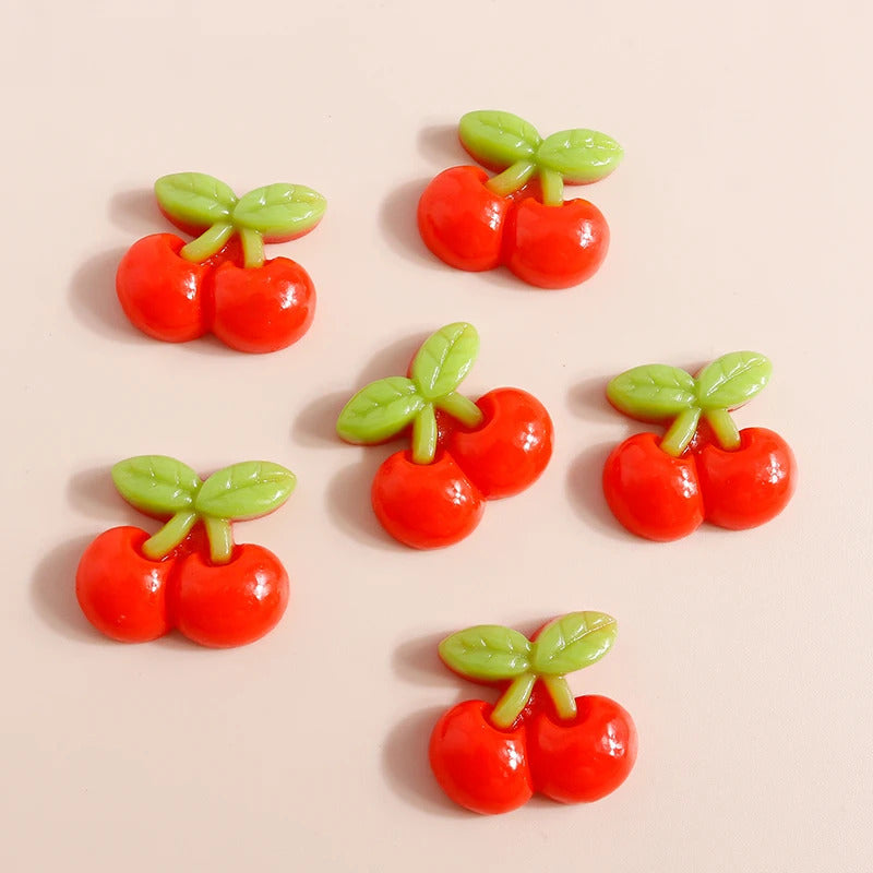10pcs Mix Cute Mini Fruit Charms Pear Cherry Pineapple Peach Avocado Flat Back Resin Cabochons Scrapbook DIY Jewelry Accessories