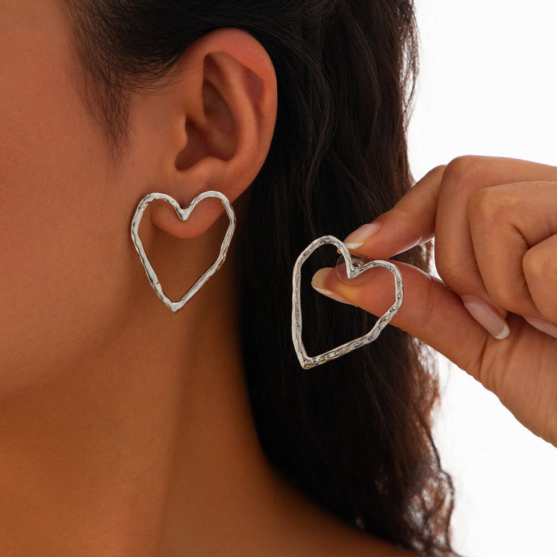 Personalized pleated hollow heart earrings various combinations of sunflower alloy earrings