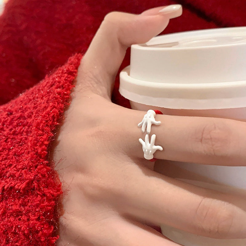 Cute Cartoon Funny Mickey Ring for Girls Fashionable Unique Niche Index Finger Ring Minimalist Style Simple Open Ring