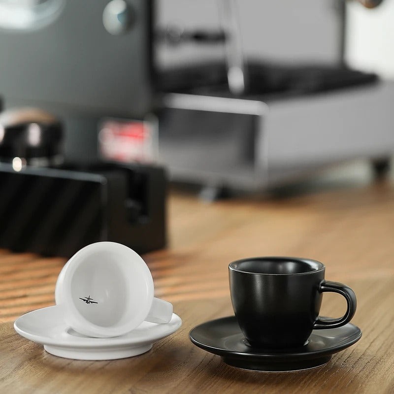 MHW-3BOMBER Espresso Cup with Saucer Set Latte Art Mugs Coffee Mug 80ml Ceramic Espresso Shot Cup Barista Accessories