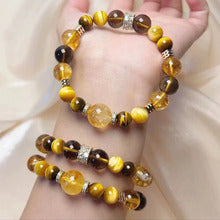 Natural Citrine Bracelet Women's Bracelet Rutile Gold Rutilated Quartz Bracelet Brazil Scattered Beads Money Drawing and Luck Changing Gifts for Girlfriend