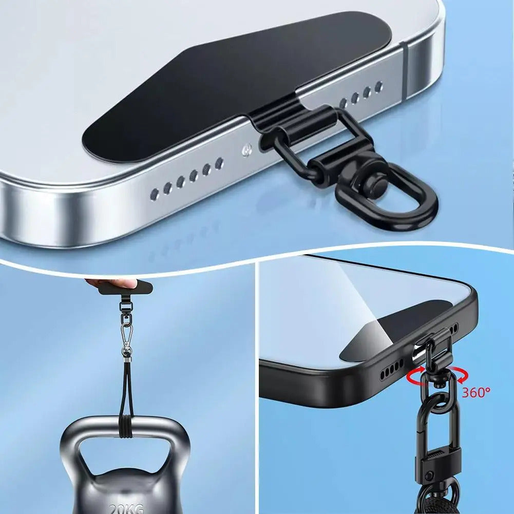 Upgrated 360 Rotatable Steel Phone Tether Tab Metal Patch Gasket Cellphone Lanyard Safety Connecter Piece New