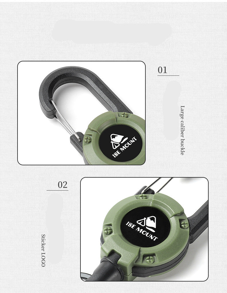 Outdoor Tactics Can Buckle Retractable Buckle Steel Wire Rope Multi-Functional Keychain Camping High Rebound Anti-Separation Rope Pull Peels