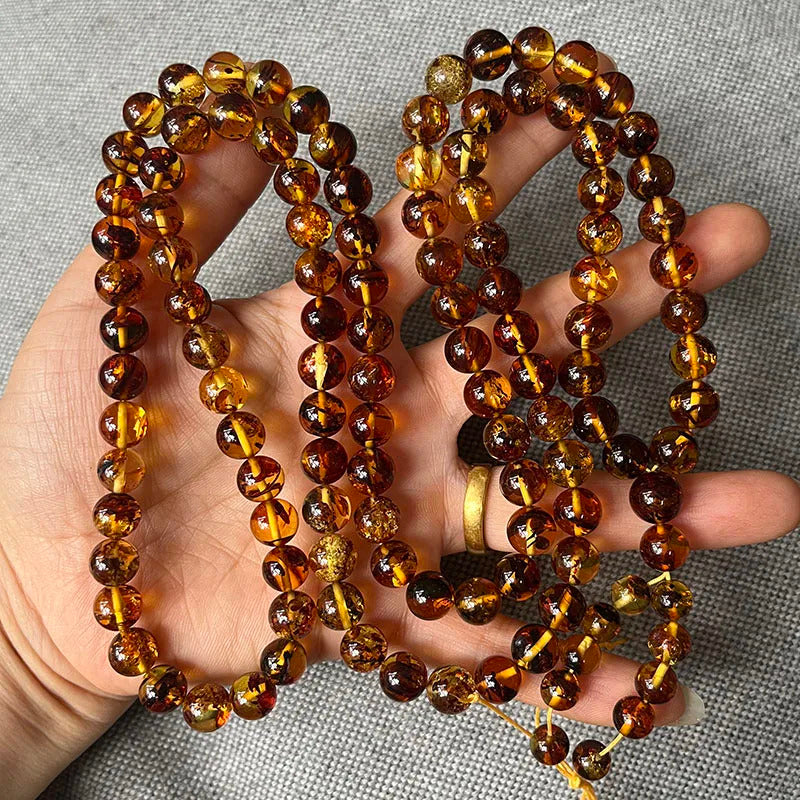 6mm-9mm Original Amber Bracelet for Men Women Unique Diy Flower Beads Rosary Long Necklace Baltic 2025 New Natural Stone Jewelry
