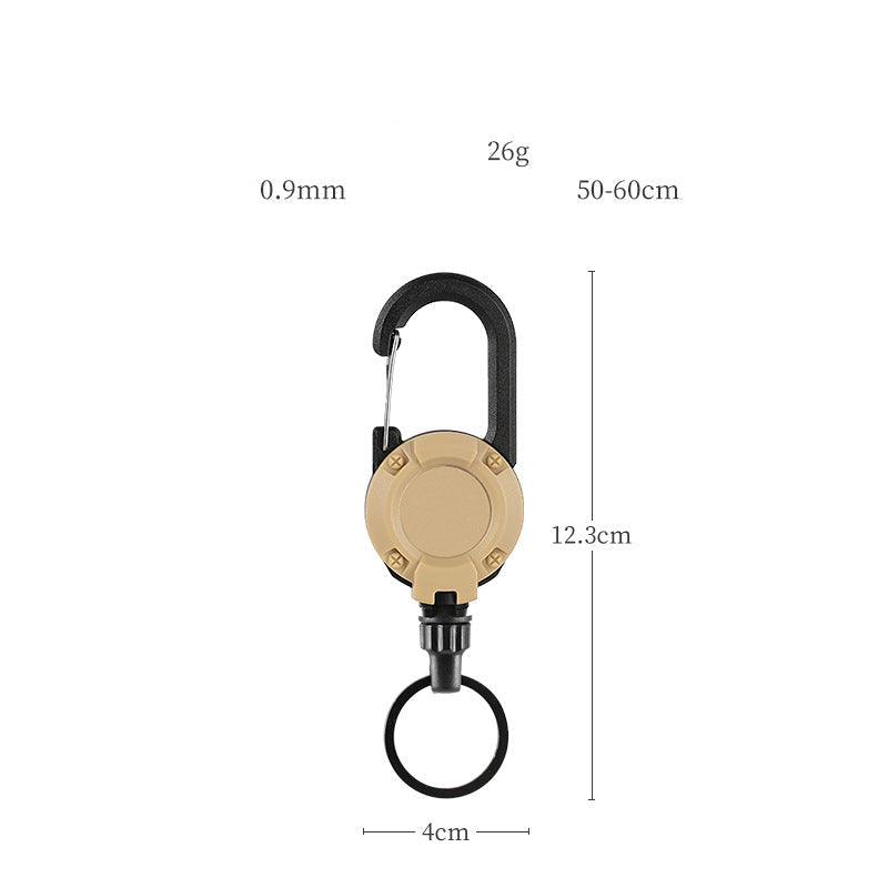Outdoor Tactics Can Buckle Retractable Buckle Steel Wire Rope Multi-Functional Keychain Camping High Rebound Anti-Separation Rope Pull Peels
