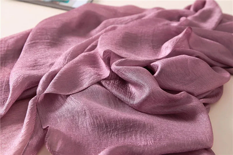 2023 Luxury Brand Women Fashion Scarf Plain Solid Silk Linen Shawls Scarves Summer Lady Bandanas Pashmina Foulard Hijab 180*90Cm