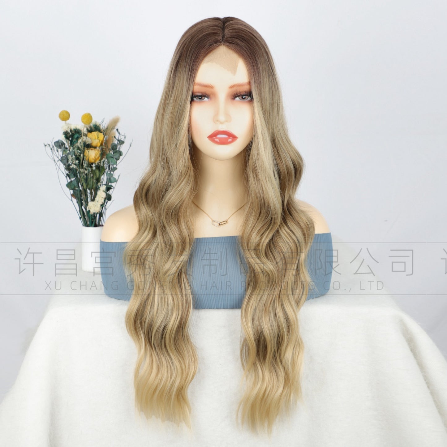 Lace Front Wig for Women, Middle Part, Small Lace, Highlighted Long Curly Synthetic Wig, Export Wigs