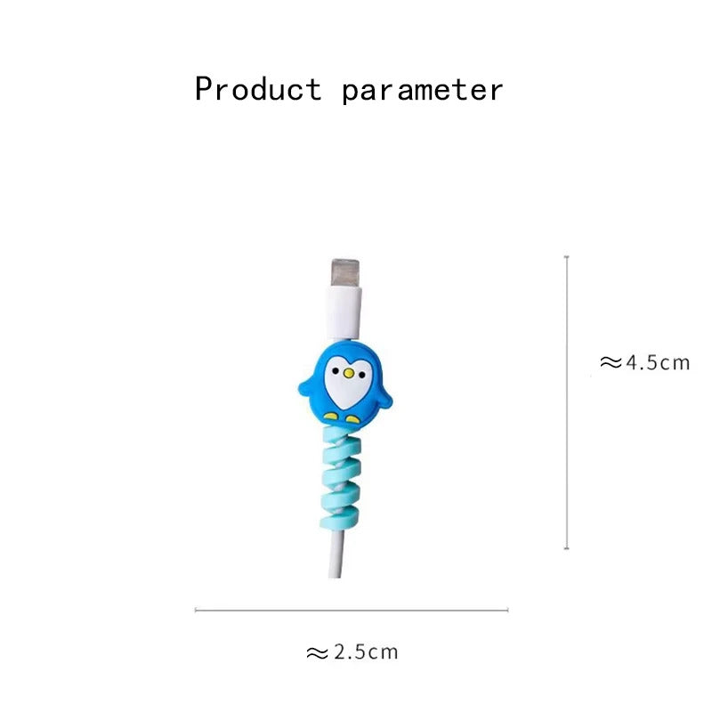 7 PCS / Set Cute Cartoon Animal Cable Protector Universal Cord Wire Silicone Protection Mini Cover Charging Cable Winder