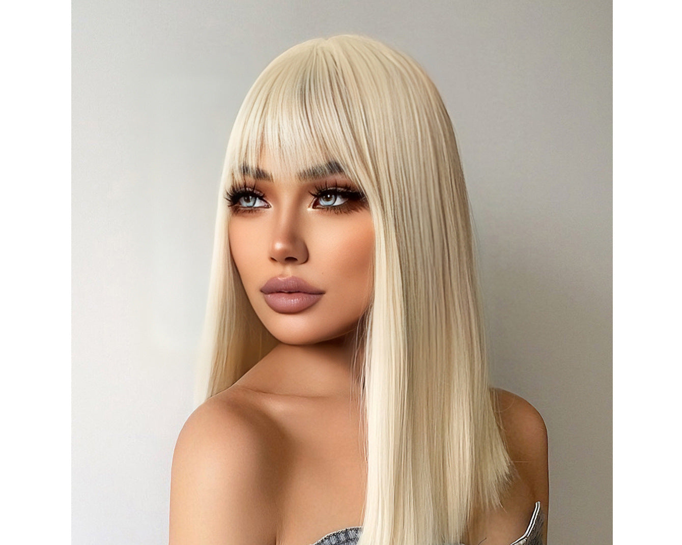 Wholesale European and American Cross-border Wigs Straight Hair Girl Group Daily Natural Full Bangs Full Head Wig Fashion JK Realistic Synthetic Hair