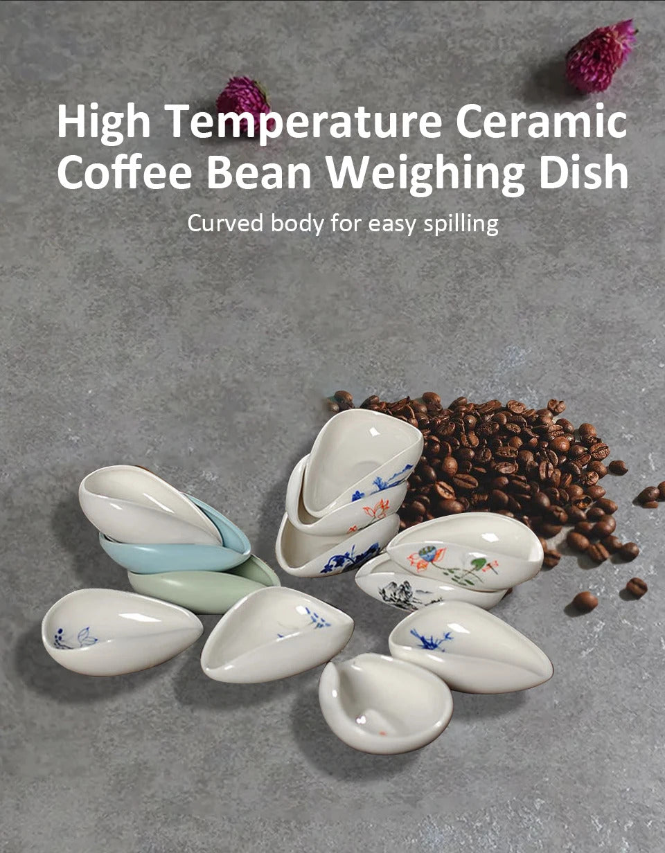 Coffee Bean Measuring Tray Ceramic Bean Dish Coffee Powder Ceramic Measuring Cup Coffee & Tea Accessories for Home Restaurant