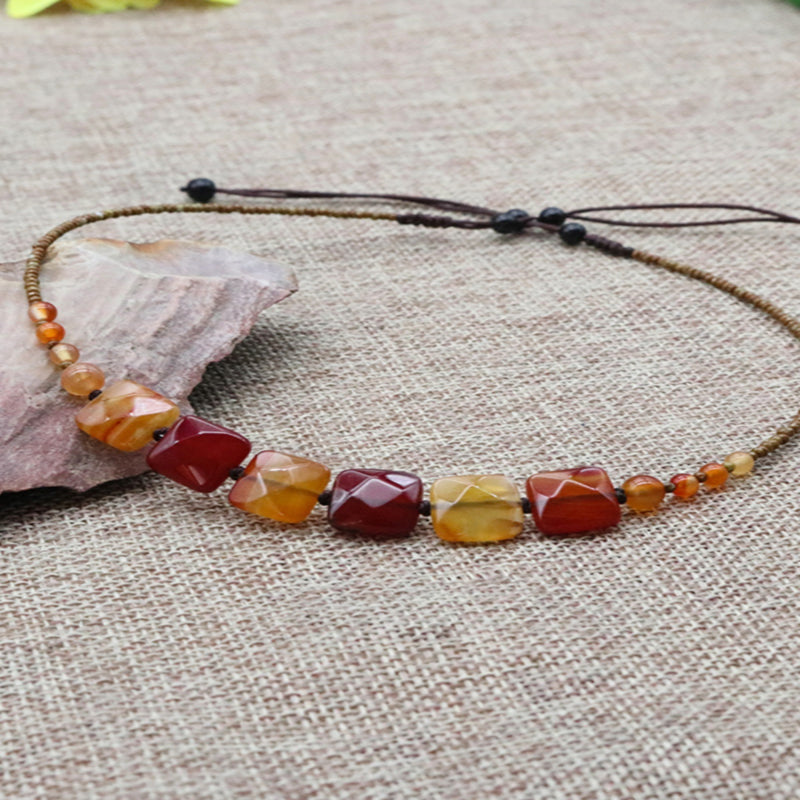 Natural Agate Clavicle Chain Neck Necklace Women's Neck Pattern Neck Chain