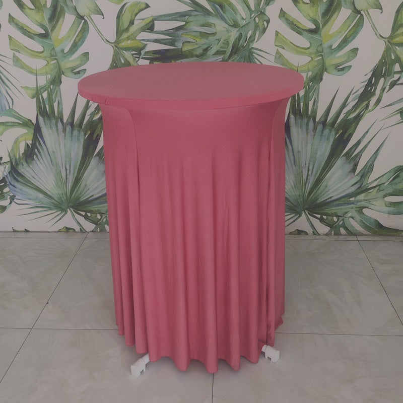 Elastic Tablecloth Cocktail Skirt Table Cover Banquet High Bar Round Elastic Cover