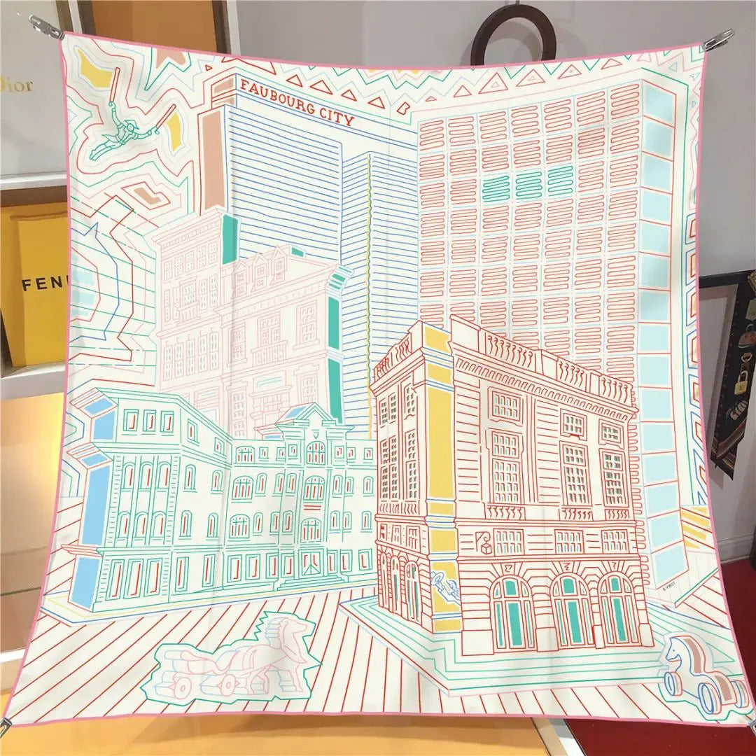 90*90CM Kerchief Four Seasons Luxury Square Silk Scarves Europe And America Fashion Bandannas New Twill Print Sunscreen Shawls