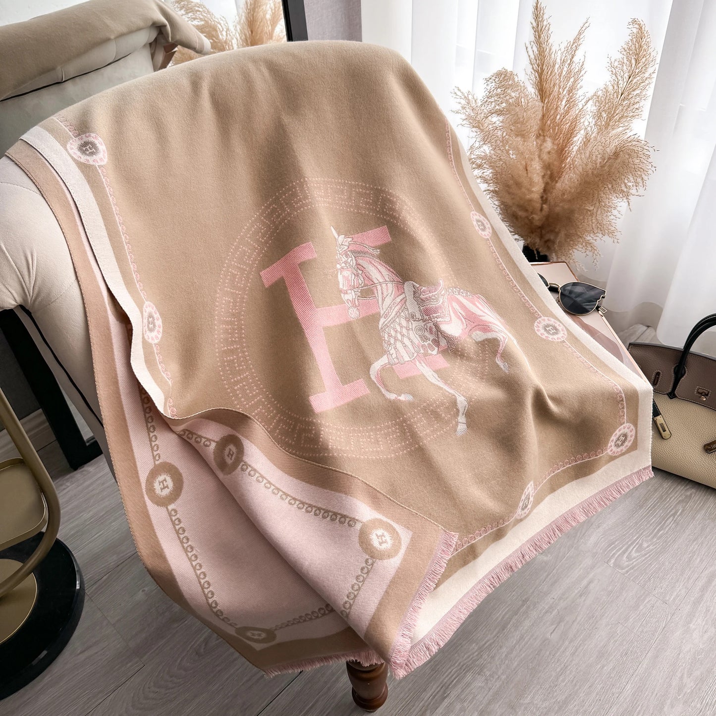Luxury Winter Cashmere Scarf Women 2024 Design Warm Pashmina Blanket Poncho Scarves Female Carriage Shawl Thick Foulard Bufanda