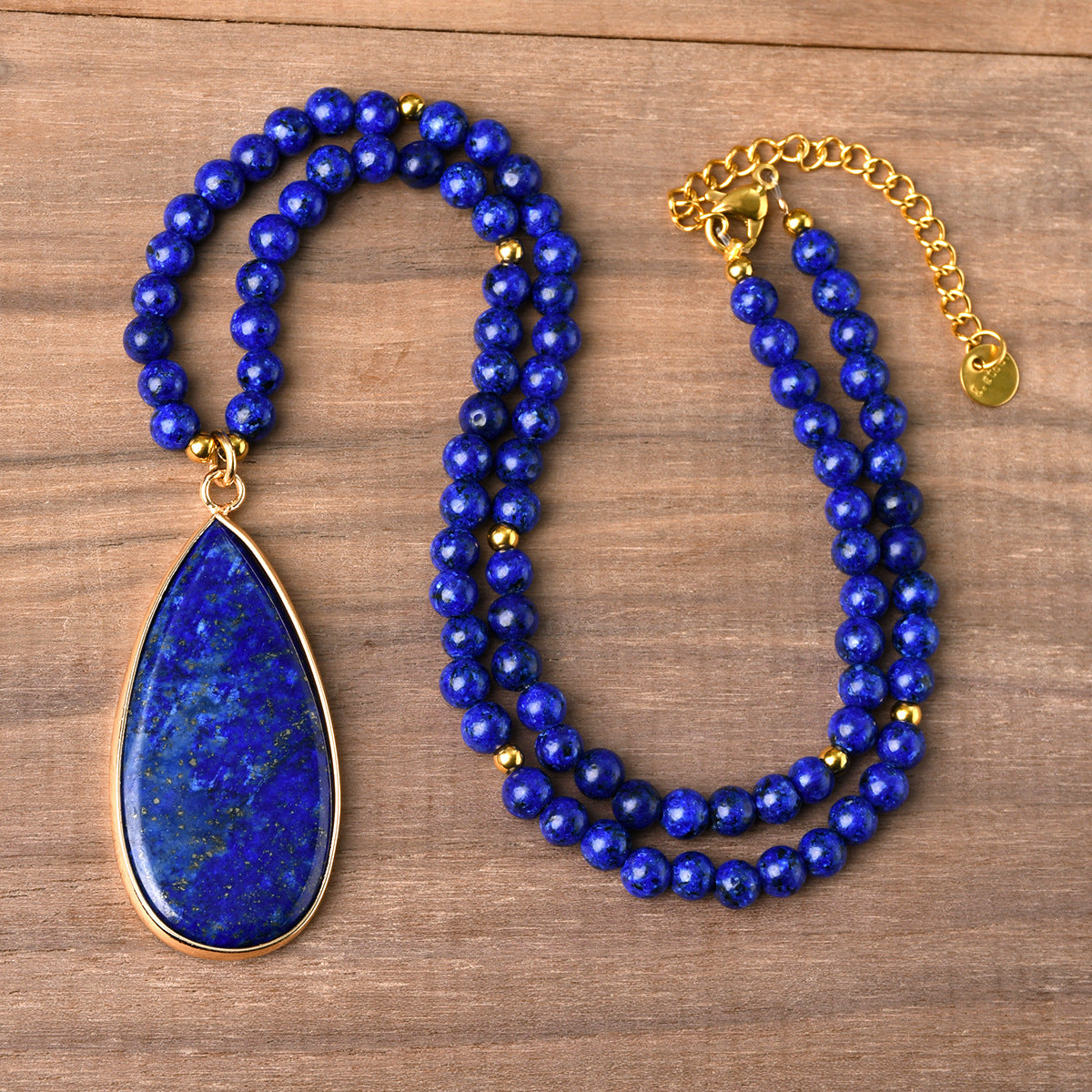 Lapis Lazuli Beaded Necklace for Women, Light Luxury High-End Water Drop Pendant Necklace Jewelry