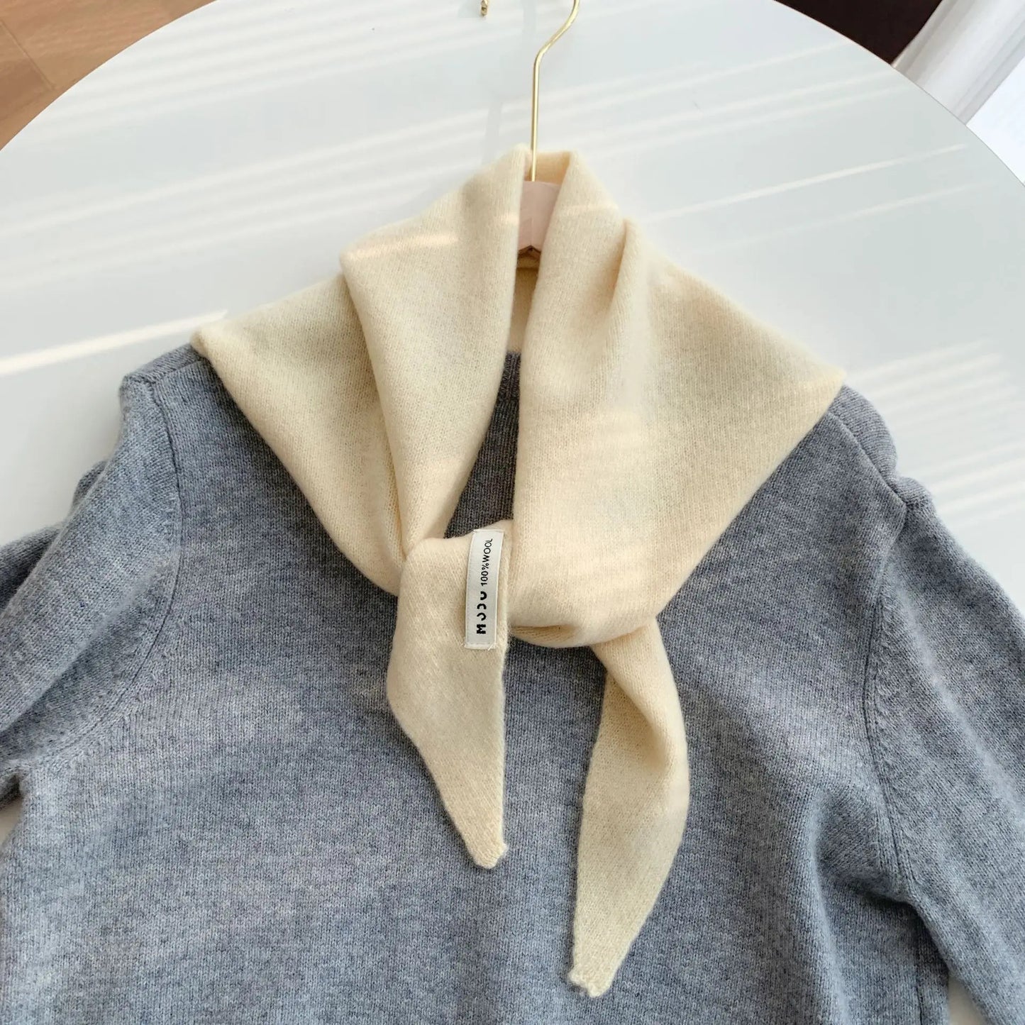 British Korean Triangle Scarf  Niche Wool  Triangular Scarf Women Headscarf Knitted Scarf Multi-functional Warm Knitted Scarf