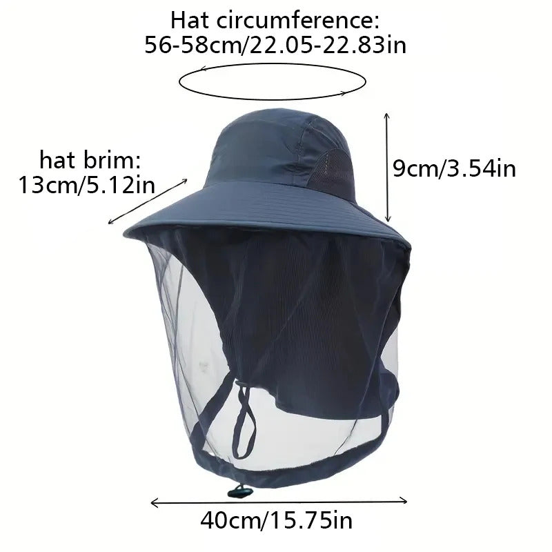 Outdoor Anti Mosquito Hat Summer Anti UV Sun Protective Fishing Cap Breathable Mesh Face Cover Camping Hiking Insect Proof Hat