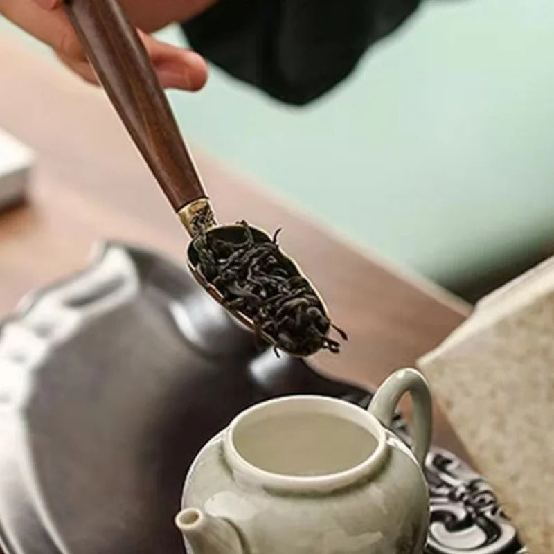 1pcs Tea Spoon Ebony Teaspoon Solid Wood Retro Creative Tea Shovel KongFu Tea Ceremony Accessories Gift