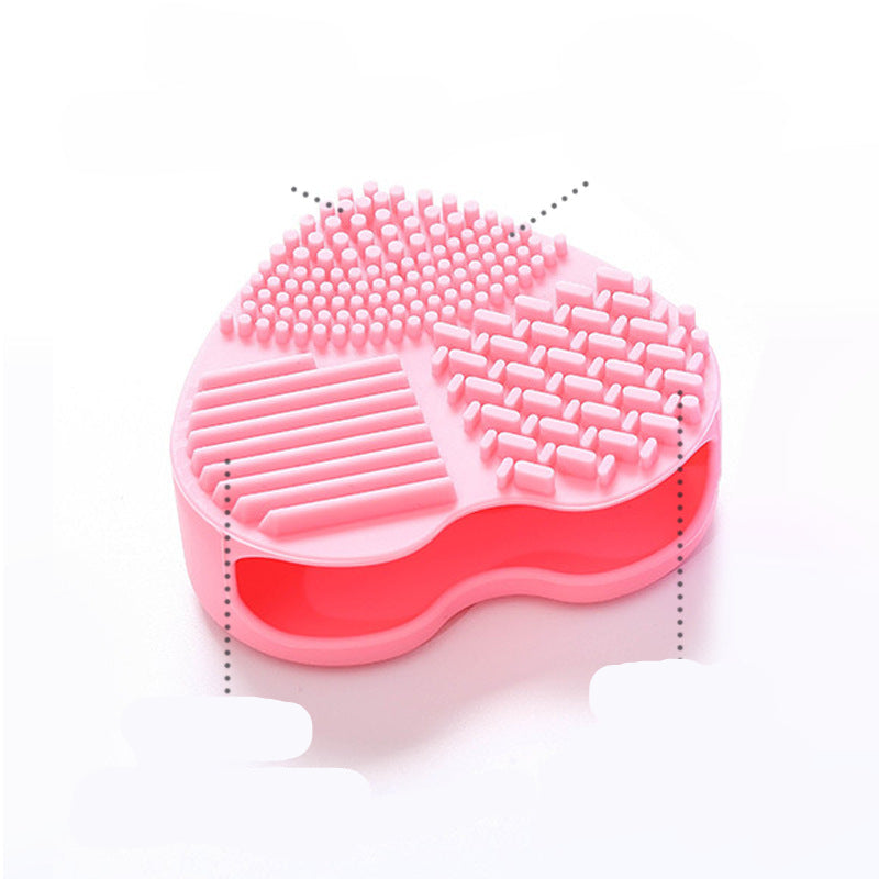 Heart-Shaped Makeup Brush Cleaning Box Multifunctional Makeup Brush Cleaning Tool Pad for Washing Brush Hollow Love Brush Box