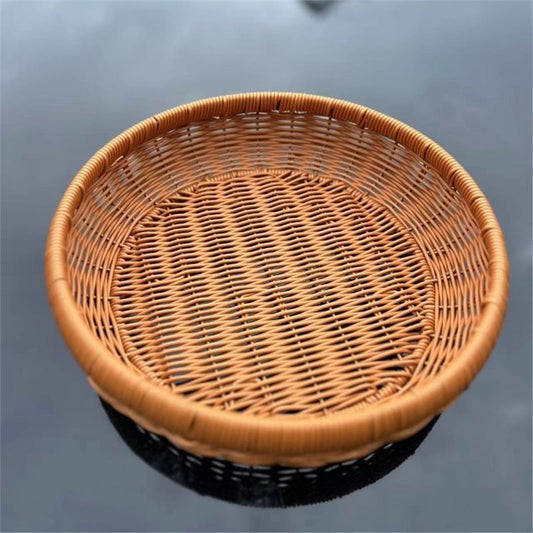 Rattan Dustpan Sun Basket Round Brown Household Storage Basket Storage Tray Handwoven Basket