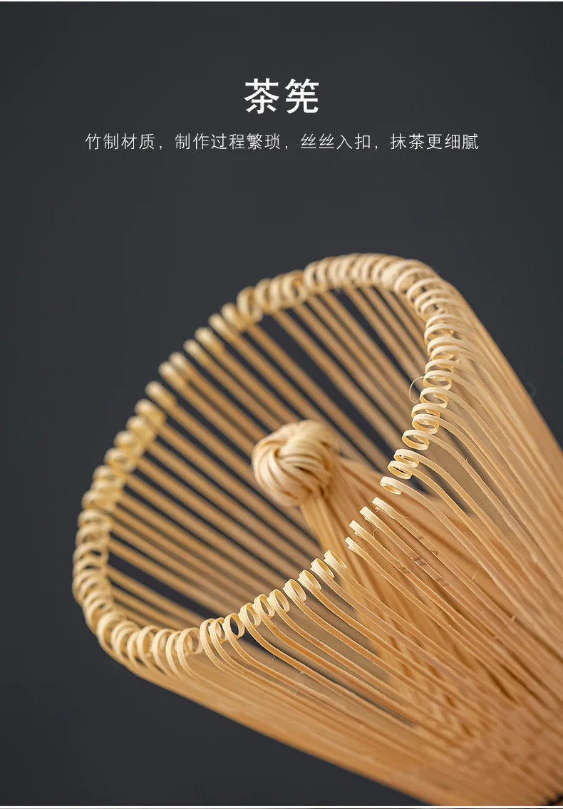 6pcs/set Natural Bamboo Matcha Tea Set Matcha Whisk Spoon Spoon Ceramic Matcha Bowl Whisk Holder Japanese Tea Tool