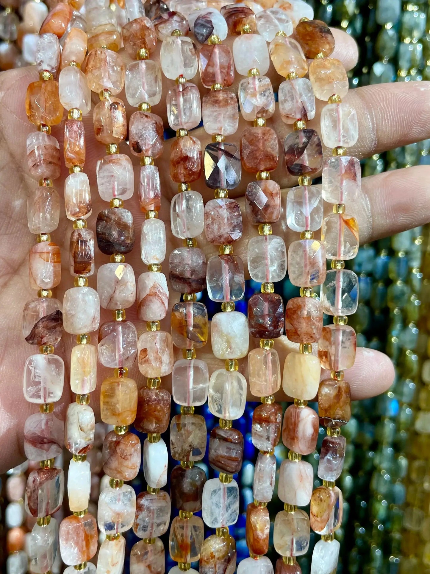 8x10mm Natural Labradorite Stone Amazon Stone Lapis Lazuli Piece Cut Bead Usefor Diy Bracelet Necklace Jewelry Make