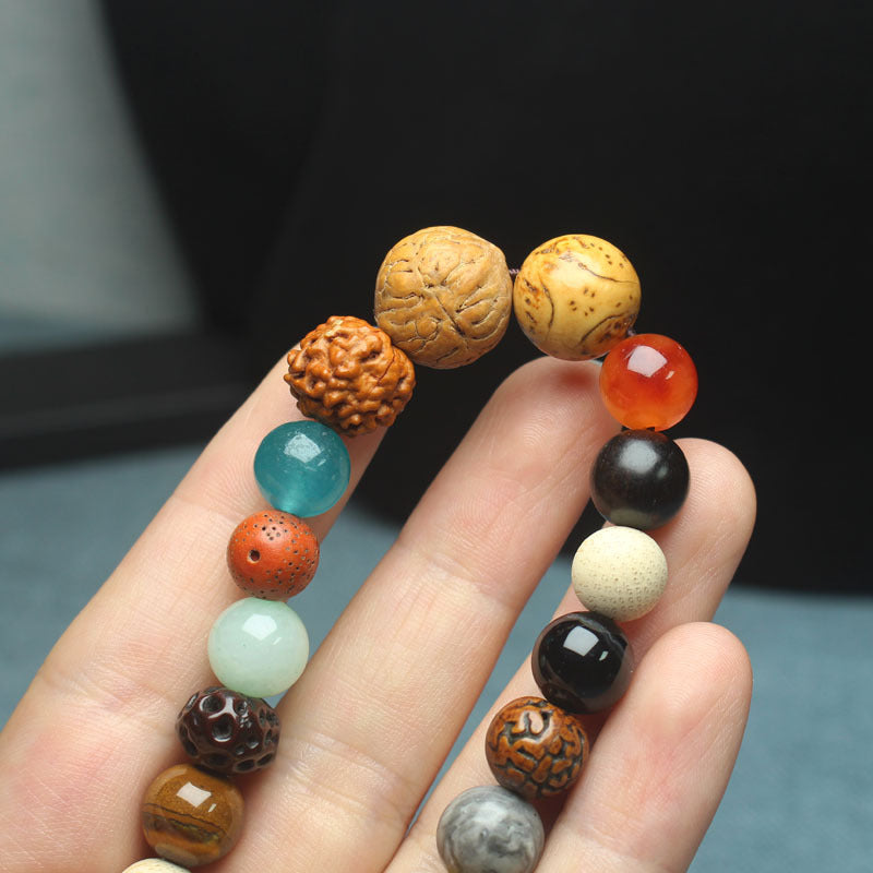 Lingyin New Eighteen Seeds Bodhi Bracelet for Men and Women Couples Bracelet Eighteen Seeds Buddha Beads 18 Seeds Multi-Treasure Bodhi