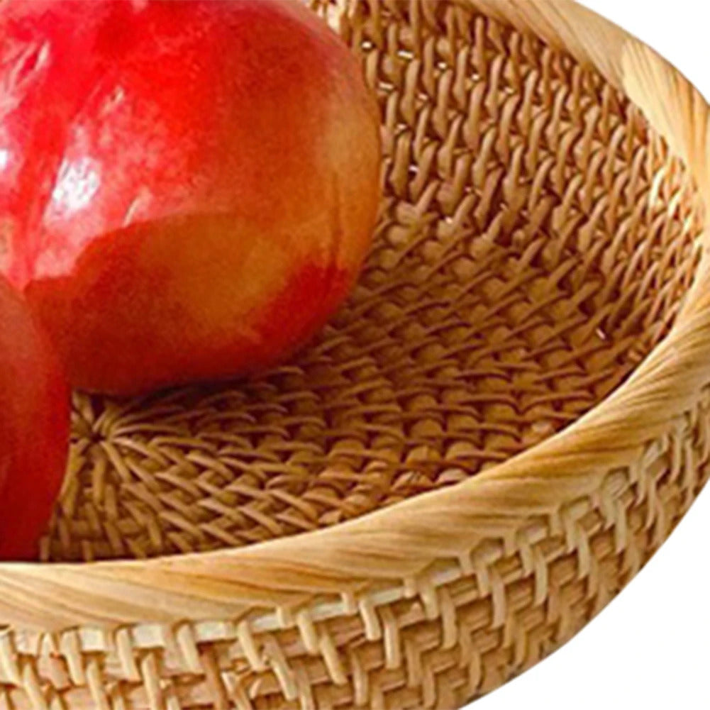 Hand-woven Flower Basket Food Storage Platters Natural Simplicity Rattan Storage Basket for Home Kitchen Storage Accessories