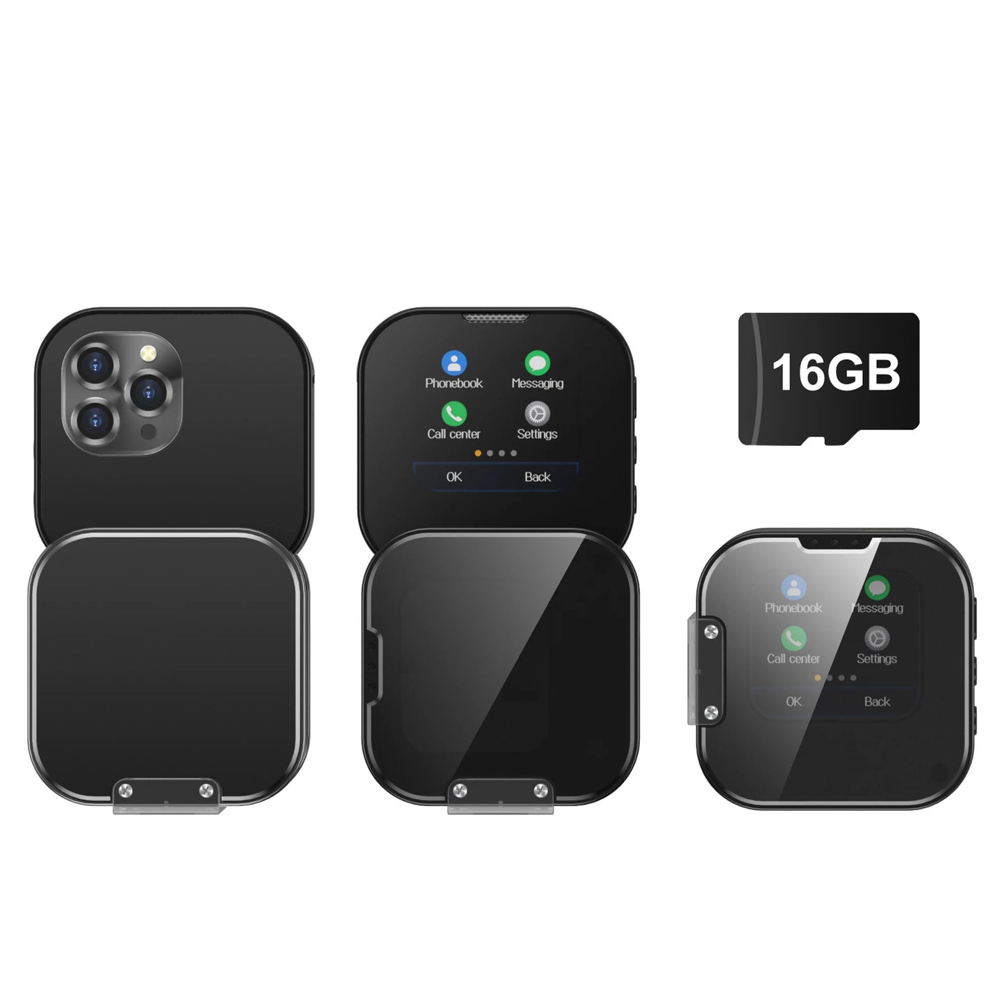 SERVO i19 Rotate Small Box Touch Mobile Phone 2SIM Standby Magic Voice Bluetooth Sync Music Torch Mini Rotation Cellphone Type-C