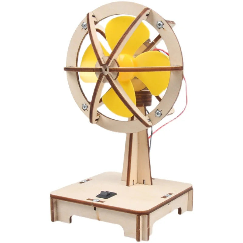 Children's Handmade Diy Electric Shaking Fan, Scientific Education Experiment Wooden Material Package Children's Assembled Toy