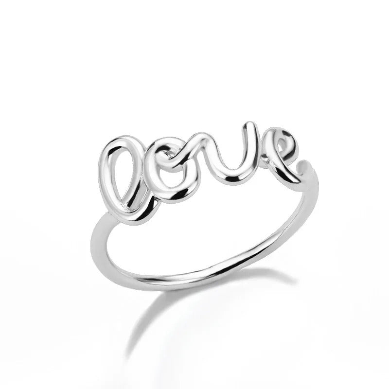 Romantic Letter Love Ring For Women Geometric Creative Finger Rings Engagemen Wedding Couple Stainless Steel Jewelry Gift