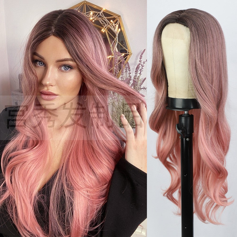 Lace Front Wig for Women, Middle Part, Small Lace, Highlighted Long Curly Synthetic Wig, Export Wigs