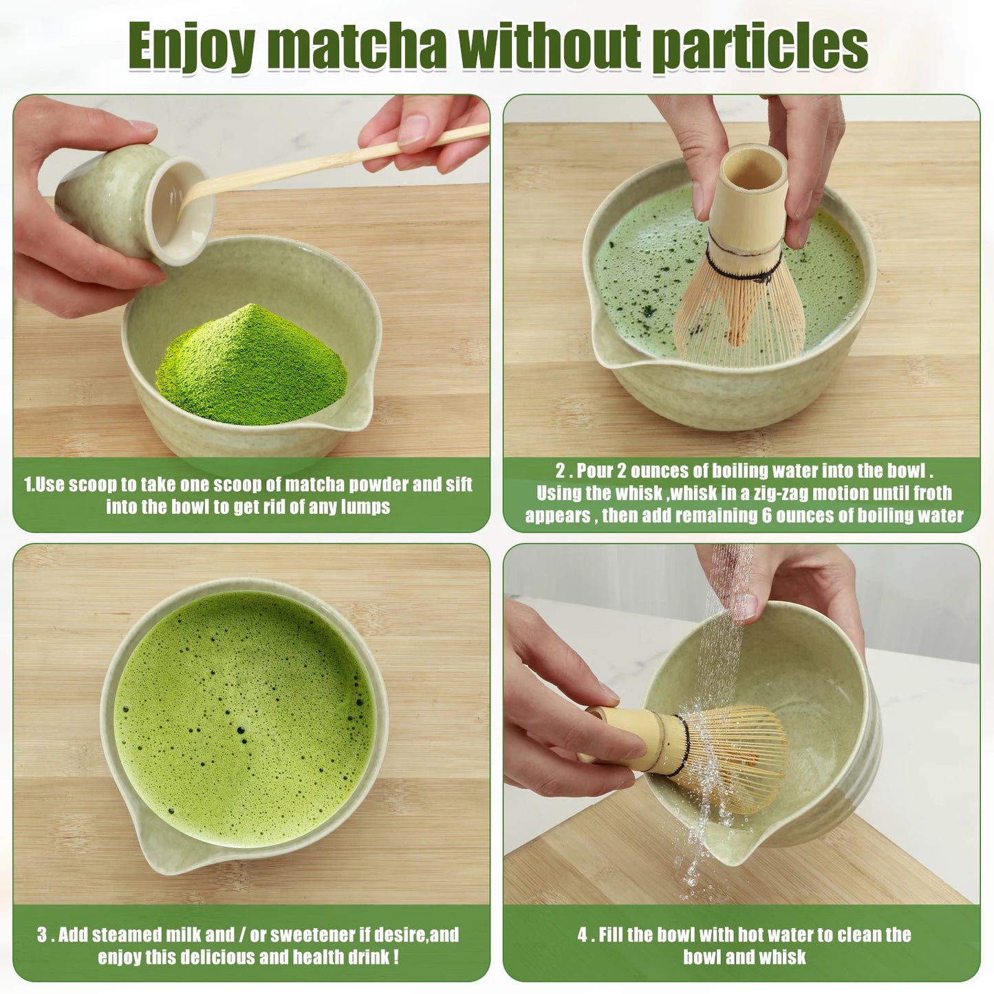 4Pcs Matcha Whisk Set Elegant Matcha Tea Set Reusable Matcha Making with Ceramic Matcha Bowl Matcha Whisk Holder for Tea Lovers